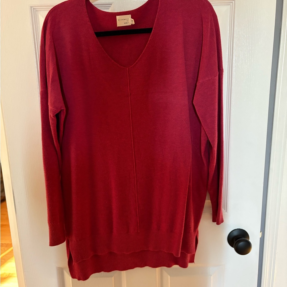 Dreamers Deep Red V-Neck Sweater